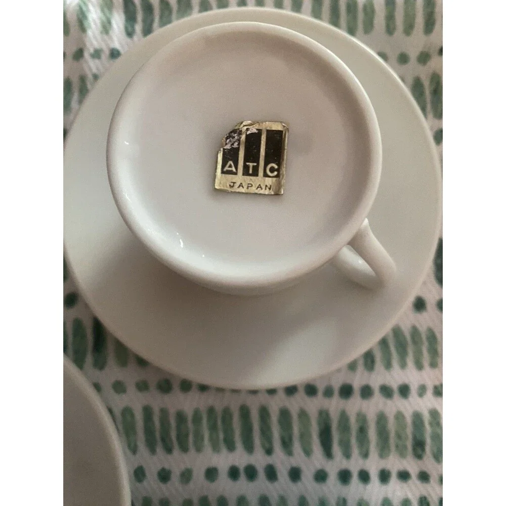 Vintage ATC JAPAN Demitasse Espresso Set 5 Cups & Saucers 1960s Good Condition